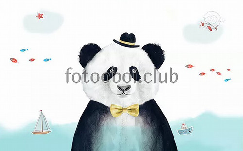 панда, море, корабли, рыбы, детские, для мальчика, для девочки